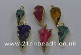 NGP3619 15*30mm - 20*40mm arrowhead druzy agate pendants