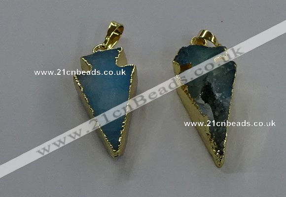 NGP3626 15*30mm - 20*40mm arrowhead druzy agate pendants