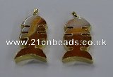 NGP3643 25*50mm - 28*55mm fishbone agate gemstone pendants