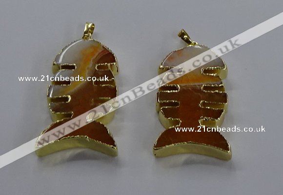 NGP3643 25*50mm - 28*55mm fishbone agate gemstone pendants