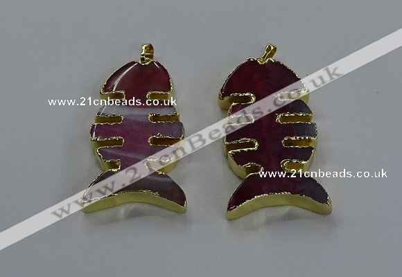 NGP3645 25*50mm - 28*55mm fishbone agate gemstone pendants