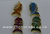 NGP3650 25*50mm - 28*55mm fishbone agate gemstone pendants