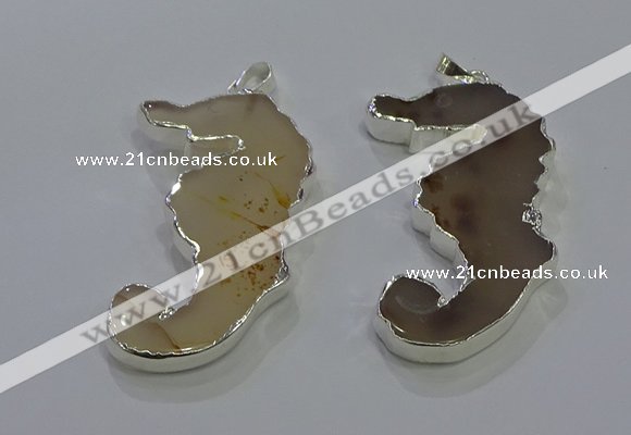 NGP3653 22*58mm - 25*55mm seahorse agate gemstone pendants