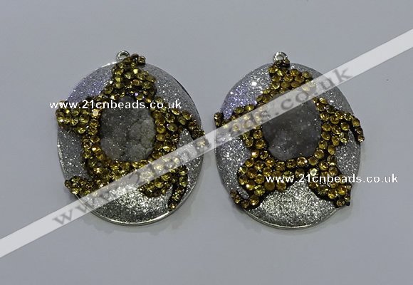 NGP3671 35*45mm oval druzy agate pendants wholesale