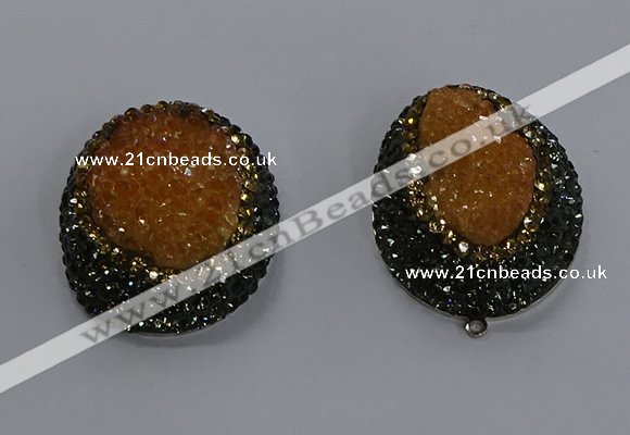 NGP3674 35*45mm oval plated druzy agate pendants wholesale