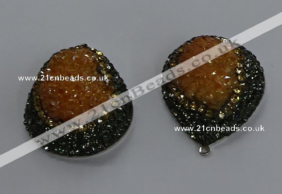 NGP3675 35*45mm teardrop plated druzy agate pendants wholesale