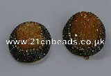 NGP3678 35*45mm oval plated druzy agate gemstone pendants