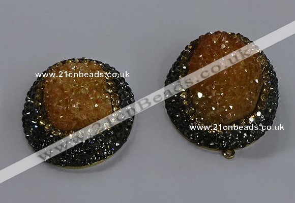 NGP3678 35*45mm oval plated druzy agate gemstone pendants