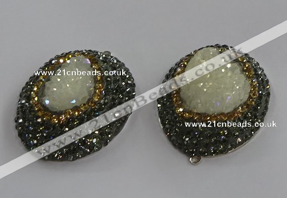 NGP3682 35*45mm oval plated druzy agate pendants wholesale