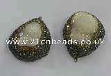 NGP3683 35*45mm teardrop plated druzy agate pendants wholesale