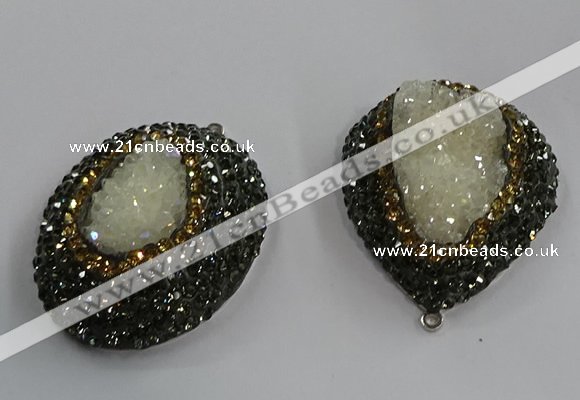 NGP3684 35*45mm freeform plated druzy agate pendants wholesale