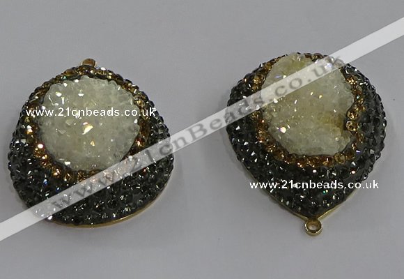 NGP3687 35*45mm teardrop plated druzy agate gemstone pendants