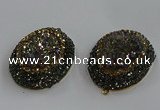 NGP3690 35*45mm oval plated druzy agate gemstone pendants