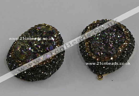 NGP3691 35*45mm teardrop plated druzy agate gemstone pendants