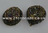 NGP3692 35*45mm freeform plated druzy agate gemstone pendants