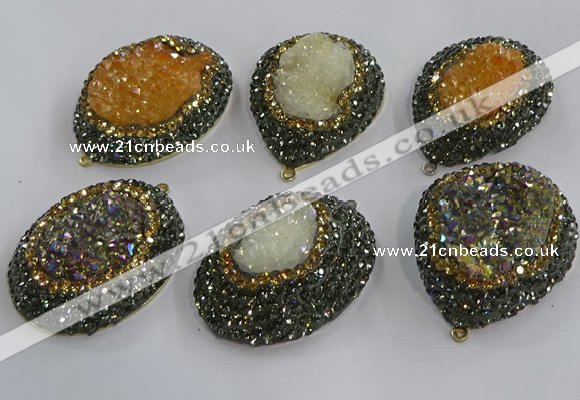 NGP3694 35*45mm freeform plated druzy agate gemstone pendants