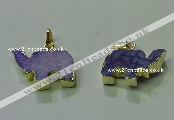 NGP3698 18*30mm - 22*35mm elephant druzy agate gemstone pendants