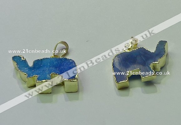 NGP3700 18*30mm - 22*35mm elephant druzy agate gemstone pendants