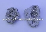 NGP3717 28*35mm - 40*45mm freeform plated druzy agate pendants