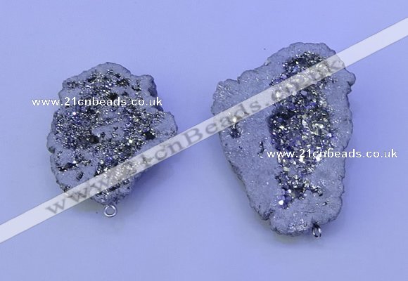 NGP3717 28*35mm - 40*45mm freeform plated druzy agate pendants