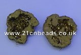 NGP3718 28*35mm - 40*45mm freeform plated druzy agate pendants