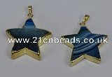 NGP3739 35*35mm star agate gemstone pendants wholesale