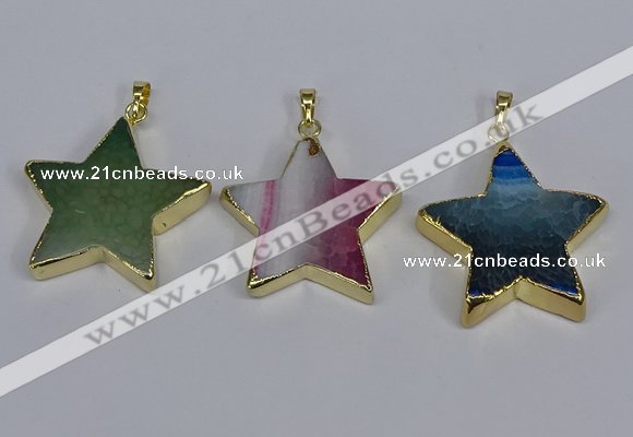 NGP3742 35*35mm star agate gemstone pendants wholesale