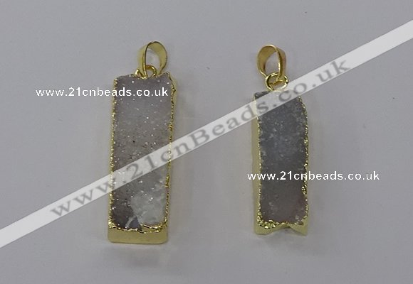 NGP3791 10*30mm - 12*35mm rectangle druzy agate pendants