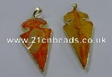 NGP3802 25*50mm - 28*55mm arrowhead agate gemstone pendants