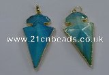 NGP3804 25*50mm - 28*55mm arrowhead agate gemstone pendants