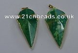 NGP3805 25*50mm - 28*55mm arrowhead agate gemstone pendants