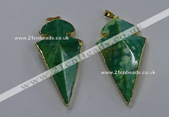 NGP3805 25*50mm - 28*55mm arrowhead agate gemstone pendants