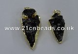 NGP3810 25*45mm - 30*60mm arrowhead dyed white crystal pendants