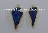 NGP3818 25*45mm - 30*60mm arrowhead dyed white crystal pendants