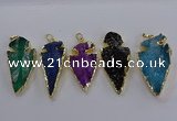 NGP3819 25*45mm - 30*60mm arrowhead dyed white crystal pendants