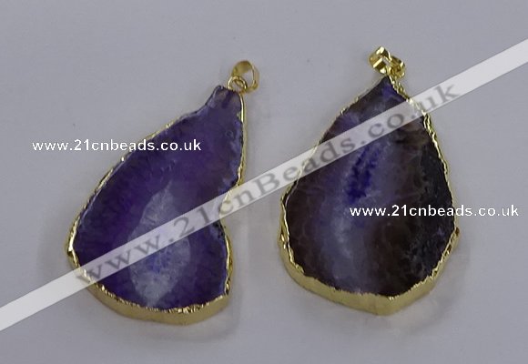 NGP3843 25*65mm - 35*70mm freeform agate gemstone pendants