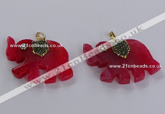 NGP3863 30*45mm - 35*50mm elephant agate pendants wholesale