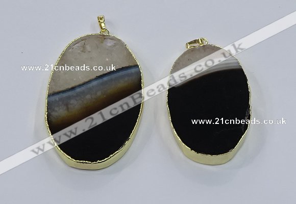 NGP3924 35*55mm - 40*60mm oval druzy agate pendants wholesale