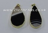 NGP3926 25*50mm - 30*55mm flat teardrop druzy agate pendants