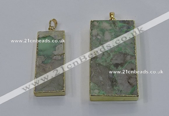 NGP3930 20*45mm - 30*60mm rectangle green gemstone pendants