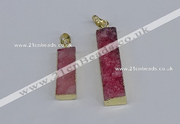 NGP3945 10*25mm - 12*45mm rectangle druzy agate pendants wholesale