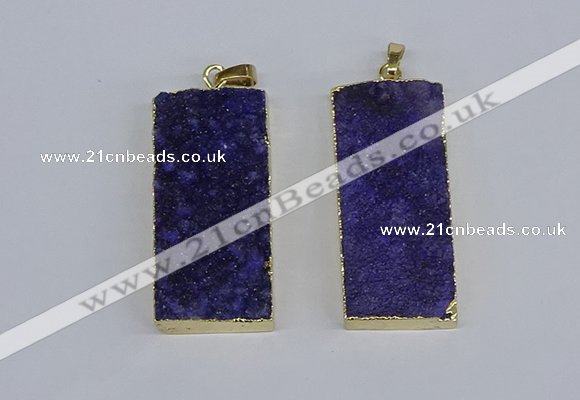 NGP3954 20*50mm - 25*45mm rectangle druzy agate gemstone pendants