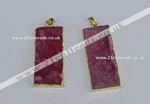 NGP3955 20*50mm - 25*45mm rectangle druzy agate gemstone pendants
