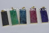 NGP3960 20*50mm - 25*45mm rectangle druzy agate gemstone pendants