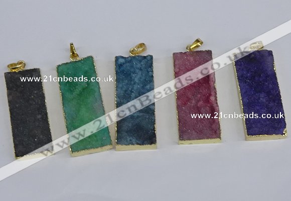 NGP3960 20*50mm - 25*45mm rectangle druzy agate gemstone pendants