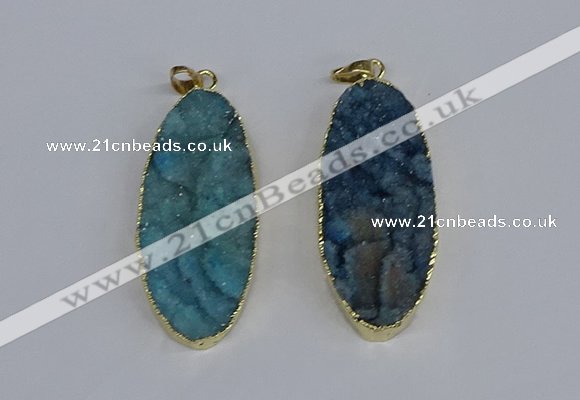 NGP3966 22*45mm - 25*50mm oval druzy agate pendants wholesale