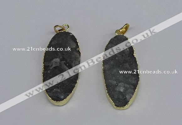 NGP3969 22*45mm - 25*50mm oval druzy agate pendants wholesale