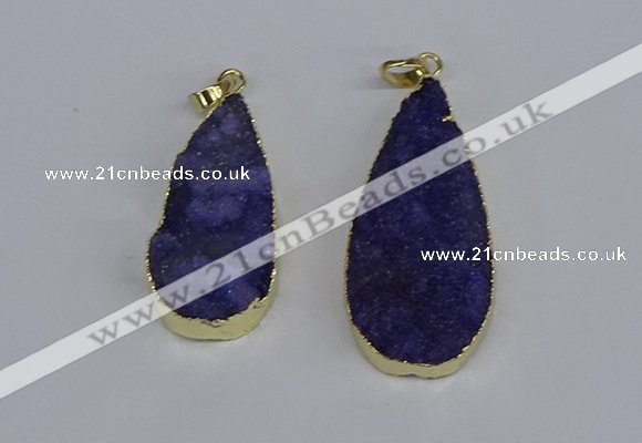 NGP3974 20*40mm - 25*50mm flat teardrop druzy agate pendants