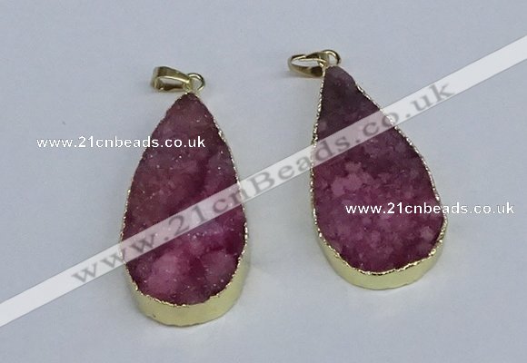 NGP3975 20*40mm - 25*50mm flat teardrop druzy agate pendants