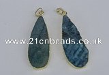 NGP3976 20*40mm - 25*50mm flat teardrop druzy agate pendants